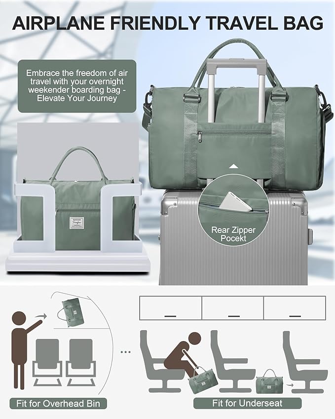 Gym Bag Womens Mens with Shoes Compartment and Wet Pocket Travel Duffel Bag for Women for Plane Sport Gym Tote Bags with Toiletry Bags Waterproof Weekend Overnight Carry on Bag Hospital Holdalls