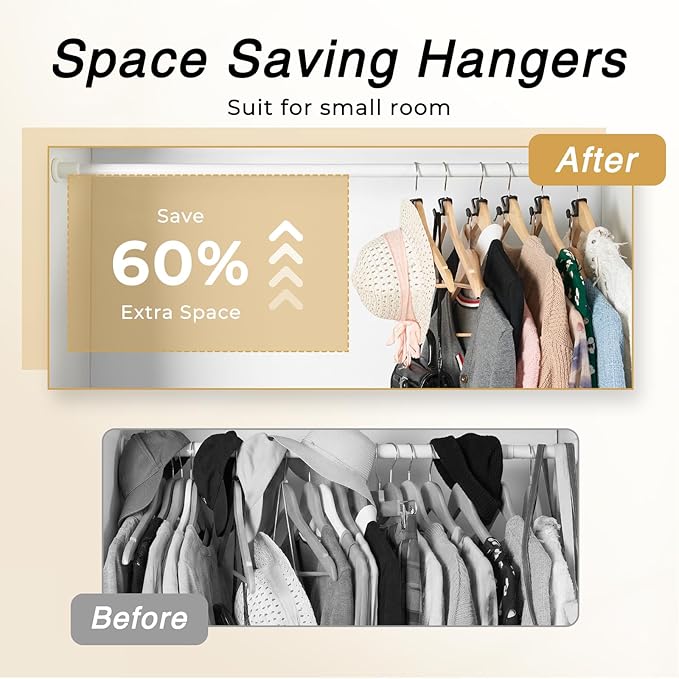 HOUSE DAY Space Saving Hanger Hooks 20 Pack, Black Clothes Hanger Connector Hooks, Heavy Duty Hangers Hook Space Saver, Sturdy Hangers Connector Hook, Premium Cascading Space Saver for Closet