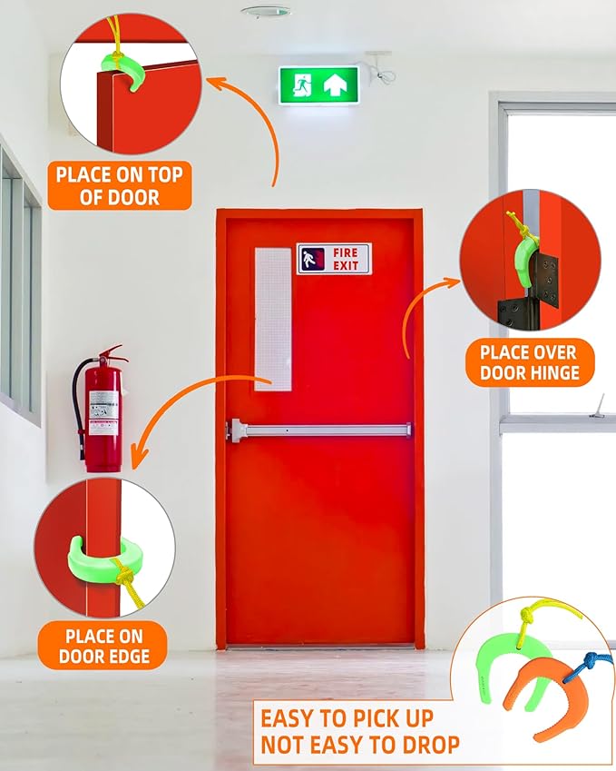 Door Jam, First Responder Door Stop for Law Enforcement, Police, Emergency Medical Services, Tactical Door with Nylon Paracord Attachments for Easy Grab Access, Molle/PALS Compatible(2 Orange&1 Green)
