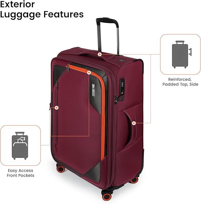 Suitcases with Wheels 32 inch Luggage,Large Softside Suitcase Expandable 20% w/TSA LOCK,Lightweight Travel Suitcase for Men/Women（Burgundy,32in）