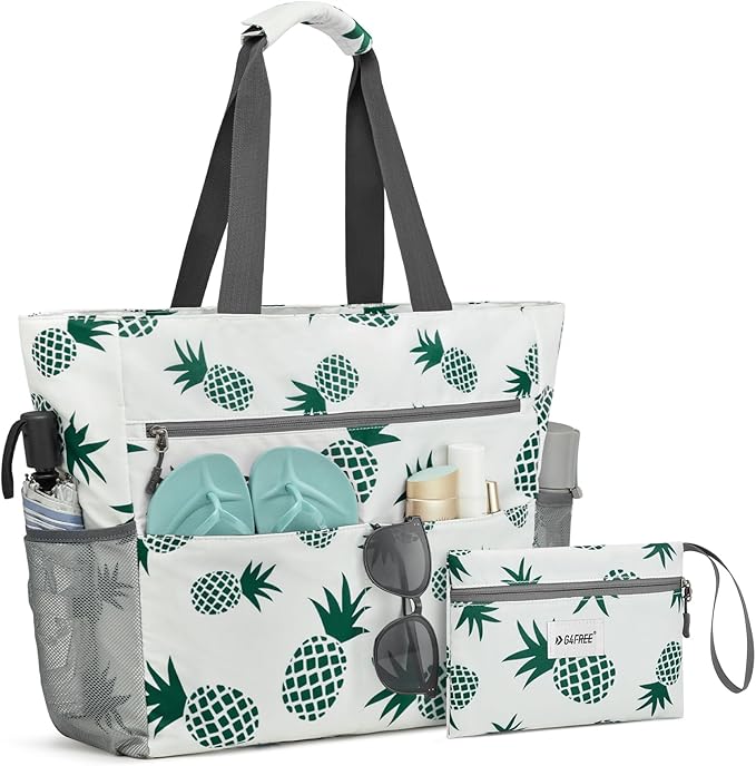 G4Free Beach Bag, Waterproof Sandproof Beach Tote Bag, Large Capacity Foldable for Women