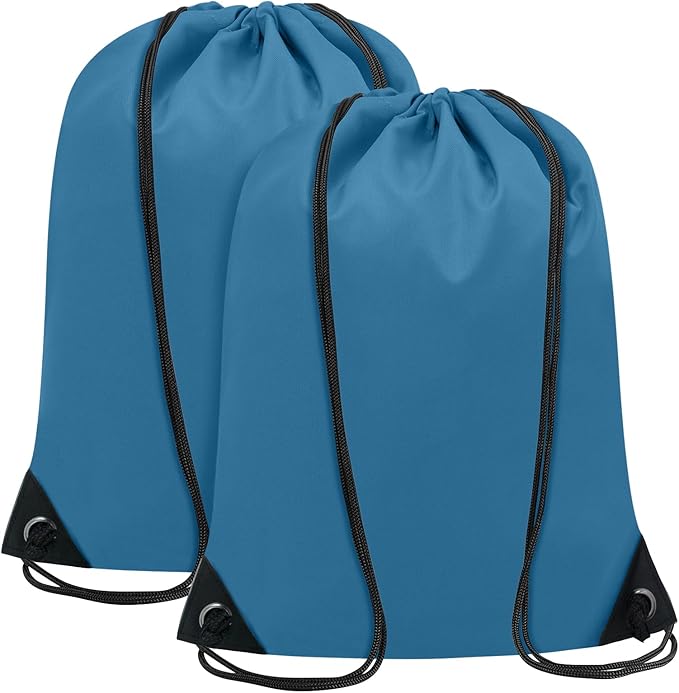 2PCS Drawstring Bags Bulk, String Backpack for Men Women, Cinch Bag Draw String Back Bag for Gym, Sports, Travel, Swimming, Beach, Airforce blue