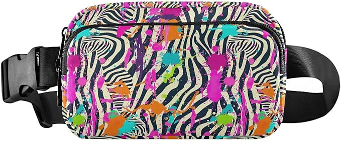 Colorful Zebra Print Fanny Pack for Women Men Water Resistant Fashion Waist Packs with Adjustable Strap Belt Bag for Travel Workout Jogging Hiking 21219420
