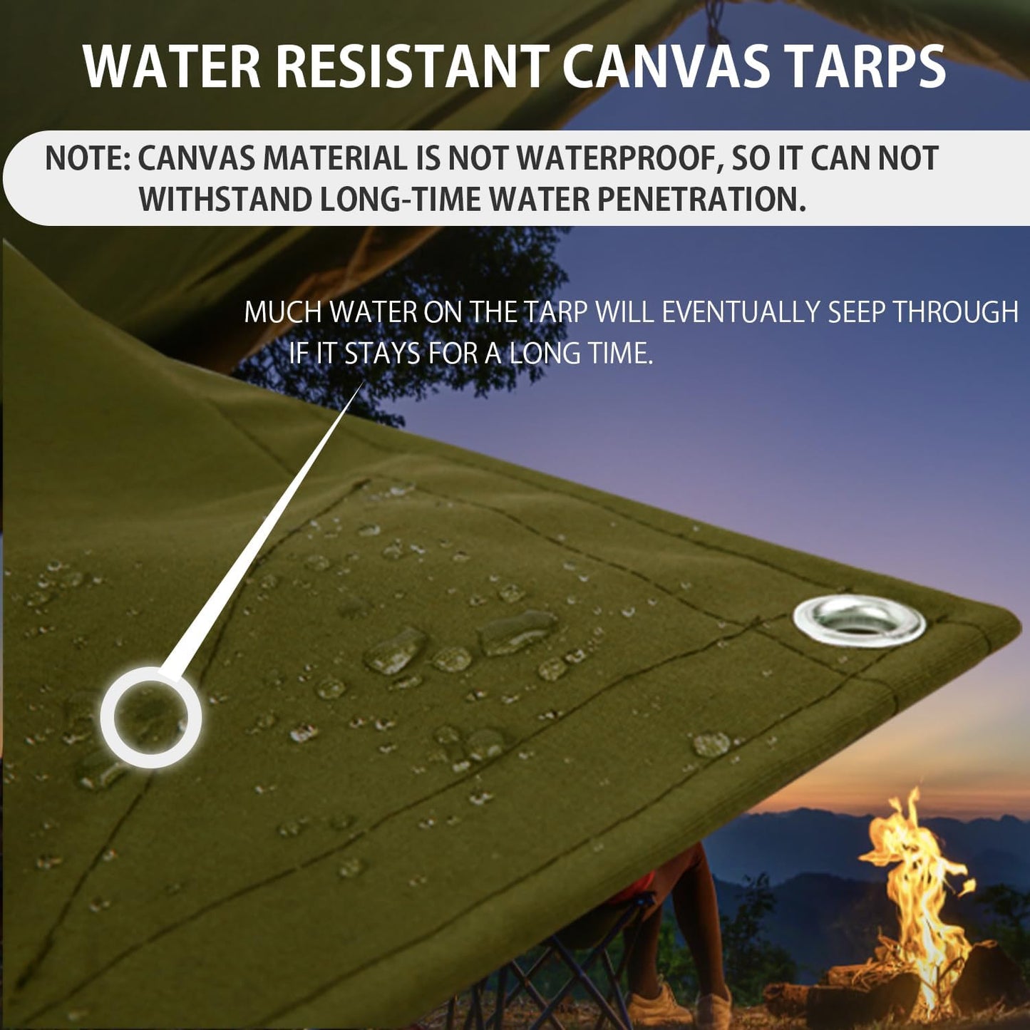 FoundGo Canvas Tarp 12x45ft Heavy Duty Waterresistant Tarps with Grommets, UV Resistant, 22 Mil Tarpaulin,14 oz Durable Cloth Covers for Car, Roof, Boat, Camp, Canopy, Woodpile with Ropes-Moss