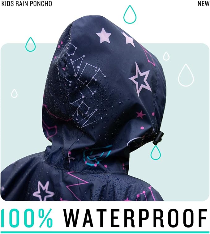 SaphiRose Lightweight Kids Rain Poncho Waterproof Jacket Zipper Up Rain Coat