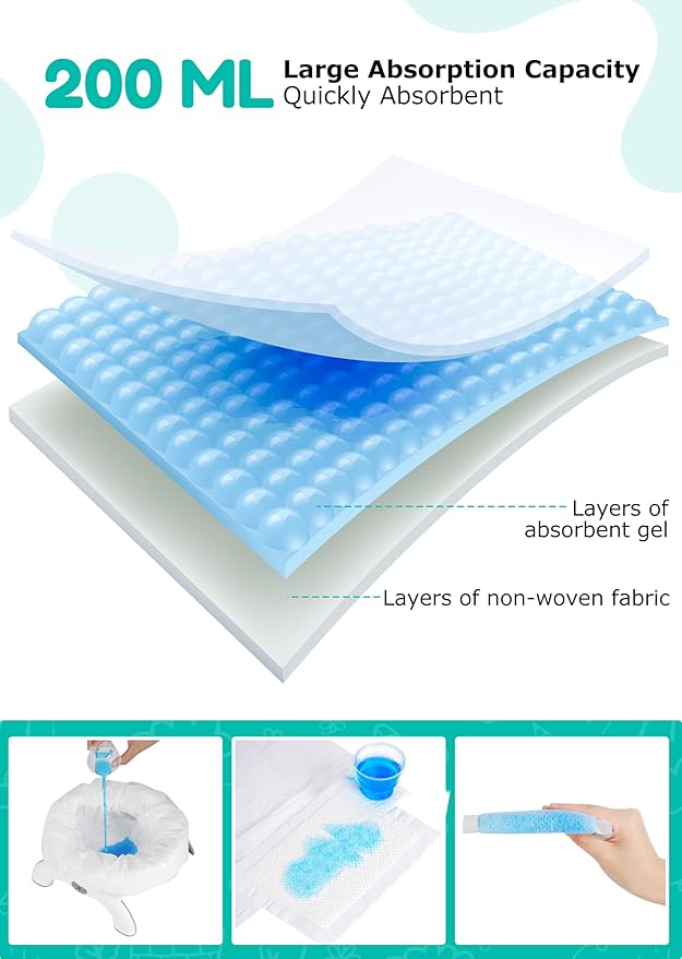 Newnice 30 Packs Disposable Liners with 200ML Absorbent Pads, Portable Travel Bags Compatible with OXO Tot 2-in-1 Go Potty, Training Liners Fit Most Chairs for Kids, Toddlers