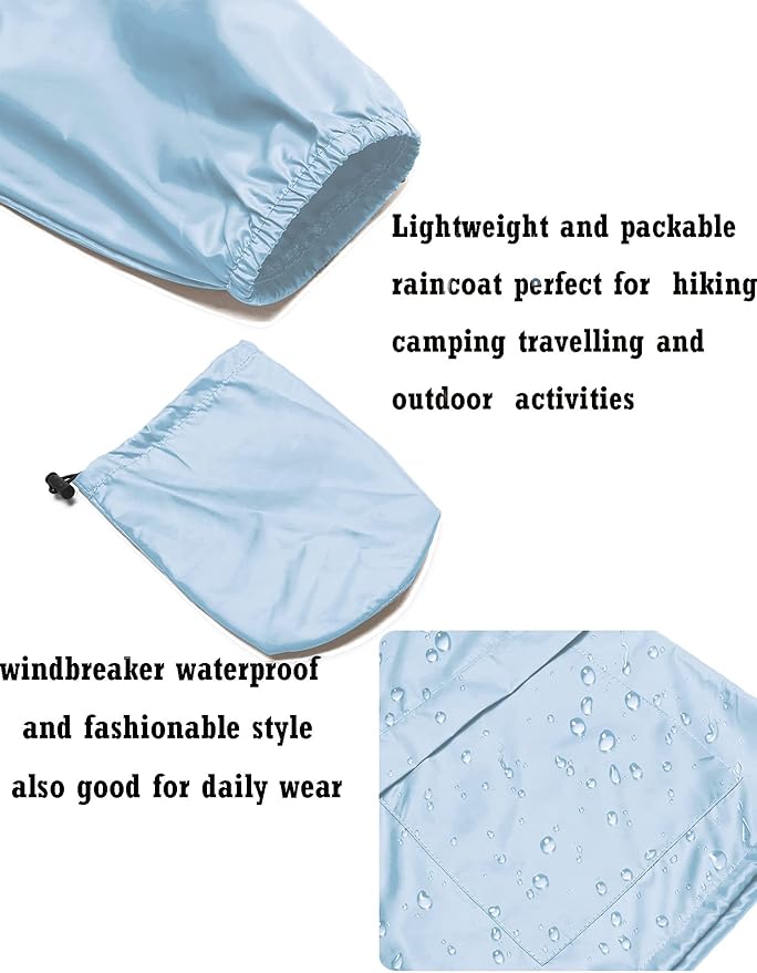 Avoogue Plus Size Raincoat Women Waterproof Rain Jacket Packable Outdoor Hooded Windbreaker