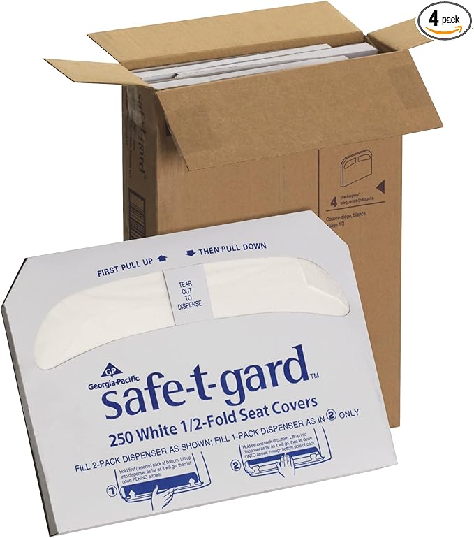 Pacific Blue Select Disposable Toilet Seat Covers by GP PRO (Georgia-Pacific), 1/2 Fold, 47046, 250 Covers Per Pack, 20 Packs Per Case, White