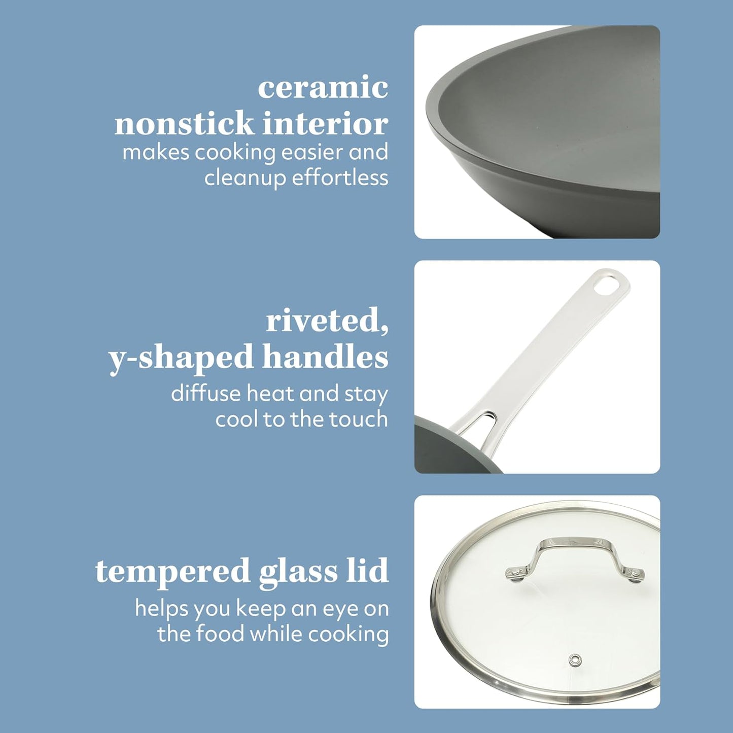 Sur La Table Kitchen Essentials Cool Commune Hard Anodized 10 Piece PFA Free Ceramic Non stick Interior Forged Durable Aluminum Pots and Pans Cookware Set - Black - Induction Compatible