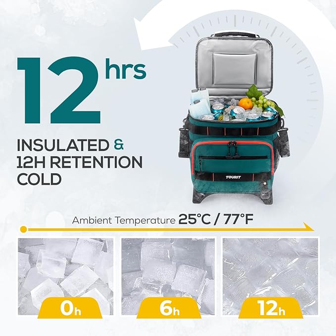 TOURIT 48 Can Collapsible Cooler with Wheels, Insulated Rolling Cooler with All-Terrain Cart, Waterproof Soft Sided Cooler Bag for Beach, Picnic, Camping, Shopping, Travel