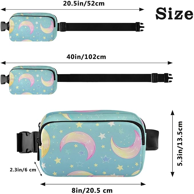 Gradient Moons Star Fanny Pack for Women Men Water Resistant Fashion Waist Packs with Adjustable Strap Belt Bag for Travel Workout Jogging Hiking 21219044