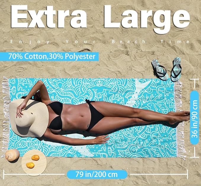 Thin Turkish Beach Towel Lightweight Quick Dry Absorbent Cotton Bathroom Bath Pool Swim Towels Extra Large Oversized Sand Free Beach Accessories Essentials Cloud Gifts for Adult