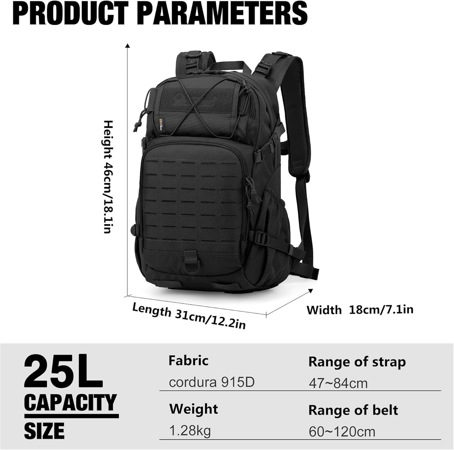 Mardingtop Tactical Military Backpack for Men,25L Molle Backpack, Cordura Backpack for Hiking,Camping