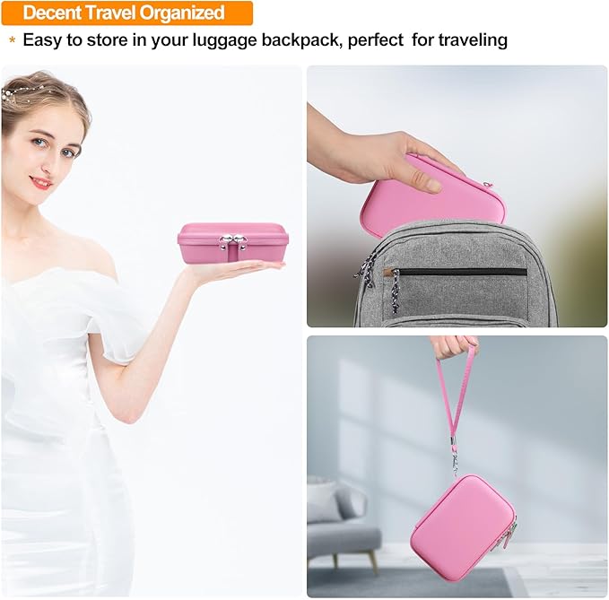 Elonbo Carrying Case for Make It Real Snap N' Glam Hair Styling Set, Girls Hair Styling Tool Storage Bag, Butterfly Gem Travel Organizer, Pocket fits Reusable Bead Clips, Gems Accents, Dark Pink