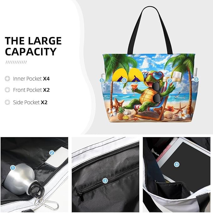 Extra Large Beach Bags For Women, Waterproof Beach Totes Bags For Women, Lightweight Foldable Pool Bag With Zipper