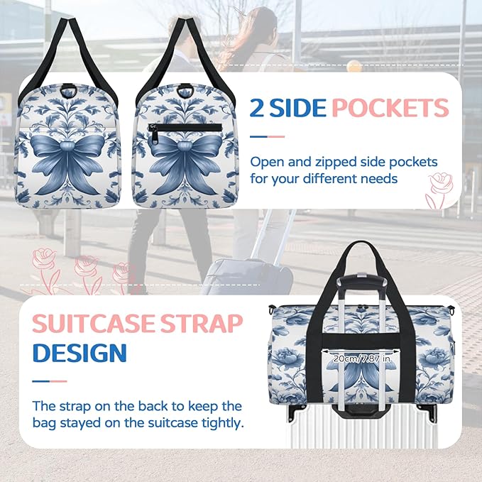 Bow Tie Travel Duffle Bag for Women Men, Overnight Weekender Bag, Carry on Tote for Sport Gym