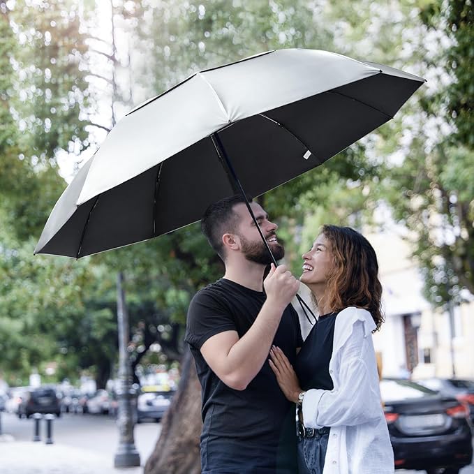 G4Free 42/46/54/62 Inch Large Golf Umbrella Compact Reverse Travel Umbrella 10 Ribs Windproof for Rain Double Canopy Automatic Open Close