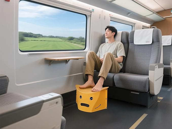 Foldable footrest for Desk and Travel - Foot Stool for Under Office Desk or Airplane Foot Rest for air Travel Comfort (Green)