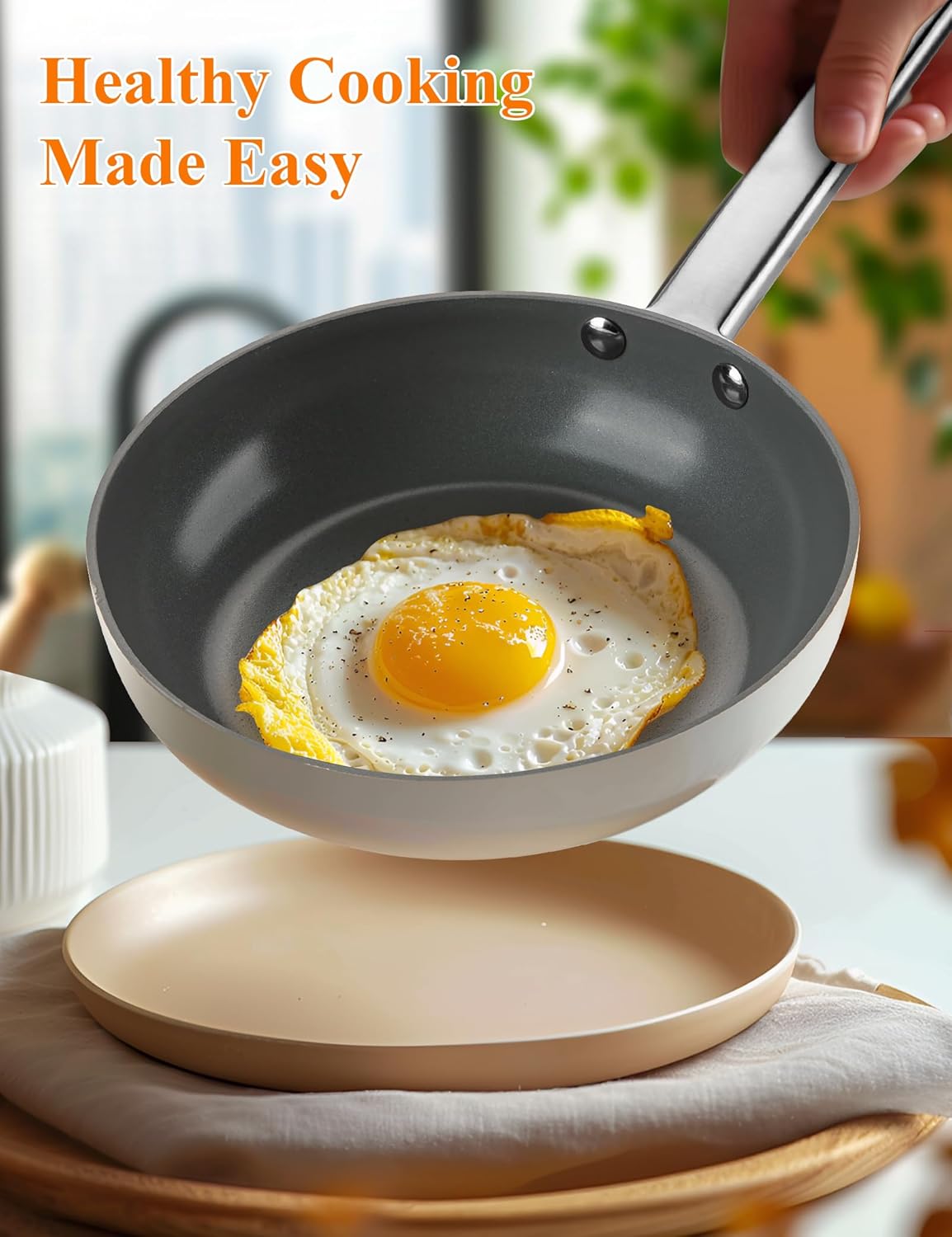 ChefRobot Nonstick Ceramic Cookware Set Healthy Pots And Pans Set Induction Kitchen Cookware sets Non Toxic Pots And Pan Set,PFOA ＆ PTFE Free (18 pcs)