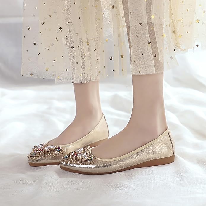 Women Ballet Flats Sparkly Rhinestone Wedding Ballerina Shoes Pointed Toe Foldable Comfort Slip on Flat Dress Shoes