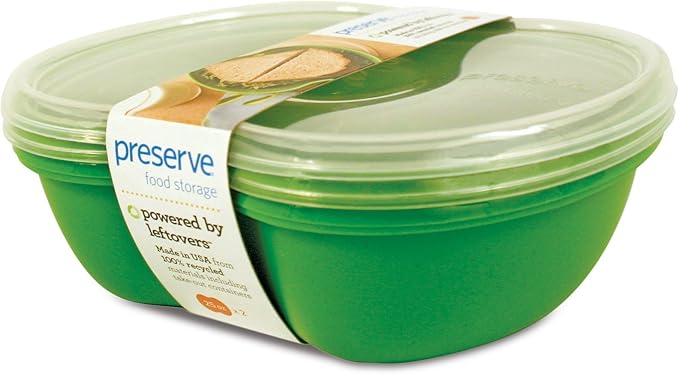 Preserve Dishwasher Safe BPA Free Sandwich Food Storage Container Made from Recycled Plastic in the USA, Set of 2, Apple Green