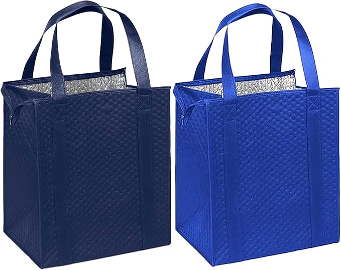 Mediz Hannah Direct Large Capacity Heavy Duty Insulated Smart Shopping Bag - Strong Reusable Grocery Tote 2 Pack