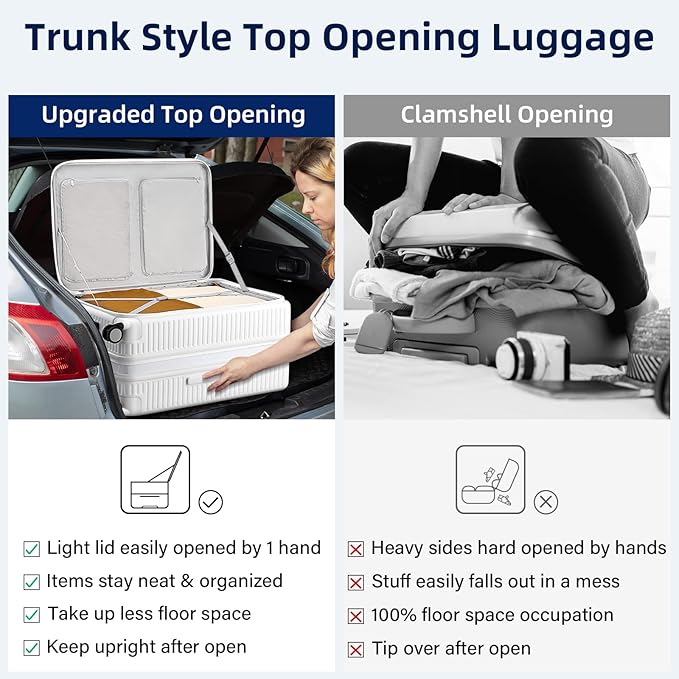 Hard Shell Suitcases 28 Inch Large Checked Luggage with Spinner Wheels Cup Holder, Expandable Check in Luggage Lightweight Top Opening Luggage Big Rolling Suitcase with Lock, White