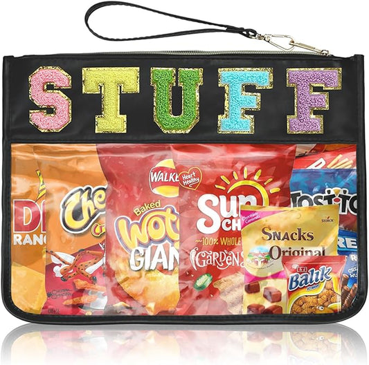 Snack Bags Clear Pouch Travel Makeup Bag Chenille Letter Bags for Zipper Pouch Clear Cosmetic Bag Clearly Tote Bag Makeup Travel Bags for Women