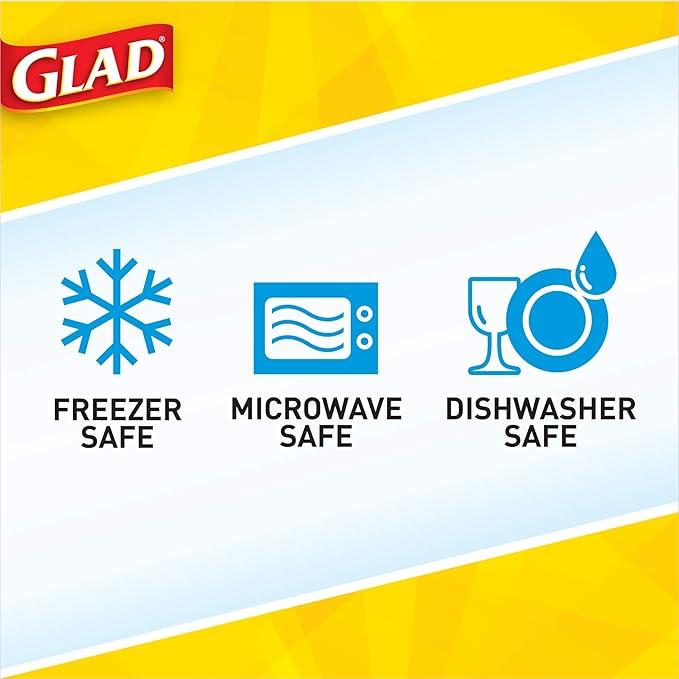 Glad GladWare FreezerWare Food Storage Containers with Lids, Large Rectangle No BPA Plastic for Freezing Soups Meals and Batch Cooking, Crack Resistant, Microwave Dishwasher Safe, 64 Oz, 2 Ct - 6 Pk