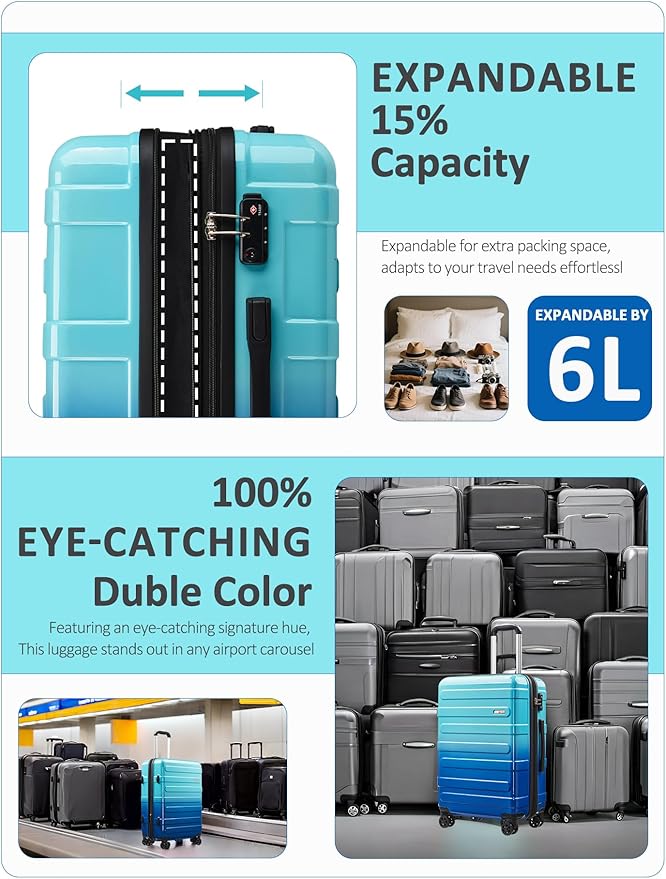 Tolino Carry on Luggage 22x14x9 Airline Approved-20 Inch Hardside Suitcase with Wheels TSA Lock, PC+ABS Lightweight Carry on Suitcases for Women and Men