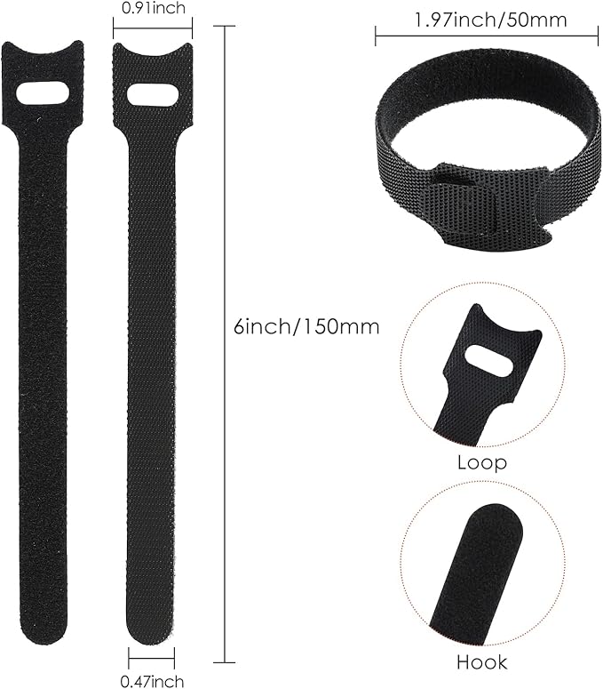 120PCS 6 Inch Cable Ties Reusable Multi-Purpose Wire Ties Cord Organizer Adjustable Cable Management 5 Colors (Pack of 2)