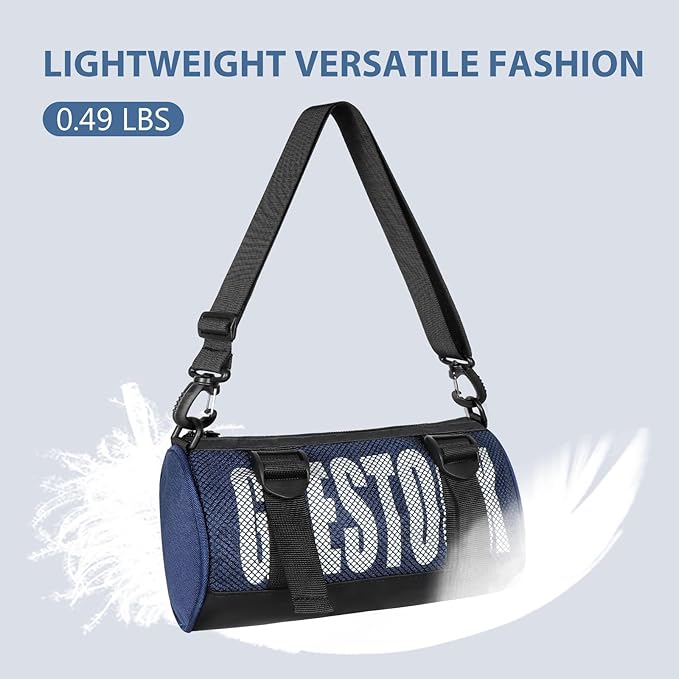 Geestock Mini Gym Bag for Women Men – Lightweight Compact 9'' Crossbody Duffel Bag with Adjustable Strap, Portable Small Gym Bag for Yoga, Workout, Travel, Navy Blue