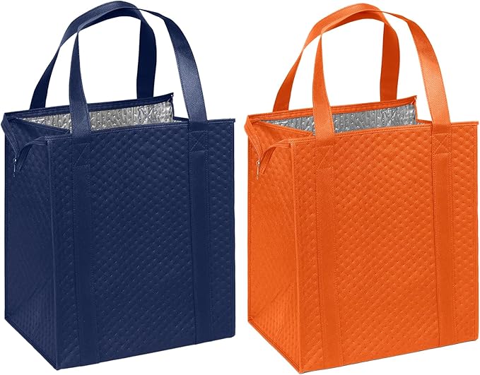Mediz Hannah Direct Large Capacity Heavy Duty Insulated Smart Shopping Bag - Strong Reusable Grocery Tote 2 Pack
