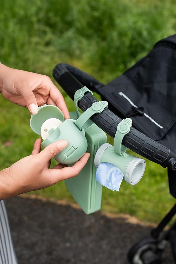 Ubbi On-The-Go Dual Pacifier Holder, Keep's Baby's Binkies Clean and Accessible, Portable for Travel, Diaper Bag Accessory Must Have for Newborns, Sage Green