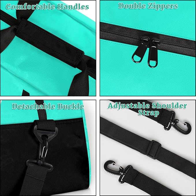 Personalize-Kids-Sports-Duffel-Bags With Custom Name Text Carry-On Overnight Travel Gym Lightweight Dance Pattern Sports Bags For Girls Boys Kids,Cyan