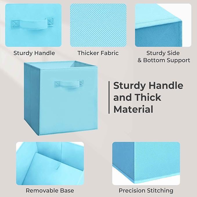 11 Inch Fabric Storage Cubes, Sturdy Foldable Storage Bins, Heavy Duty Cube Organizer for Clothes, Blankets, Shelves, Closets, Bedroom, Living Room, Multi-Color, 7 Pack
