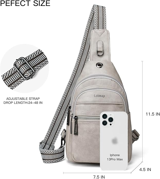 Sling Bag For Women Faux Leather Small Casual Daypack Backpack Fanny Pack Crossbody Chest Bags Purse