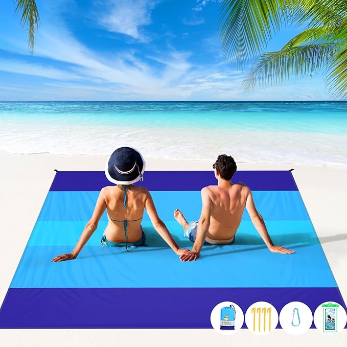 BYDOLL Beach Blanket 10'X9' Waterproof Sandproof Suits1-8 Adults Oversized Lightweight Large Blanket Picnic Mat for Beach Sand Free Travel Camping Hiking Picnic