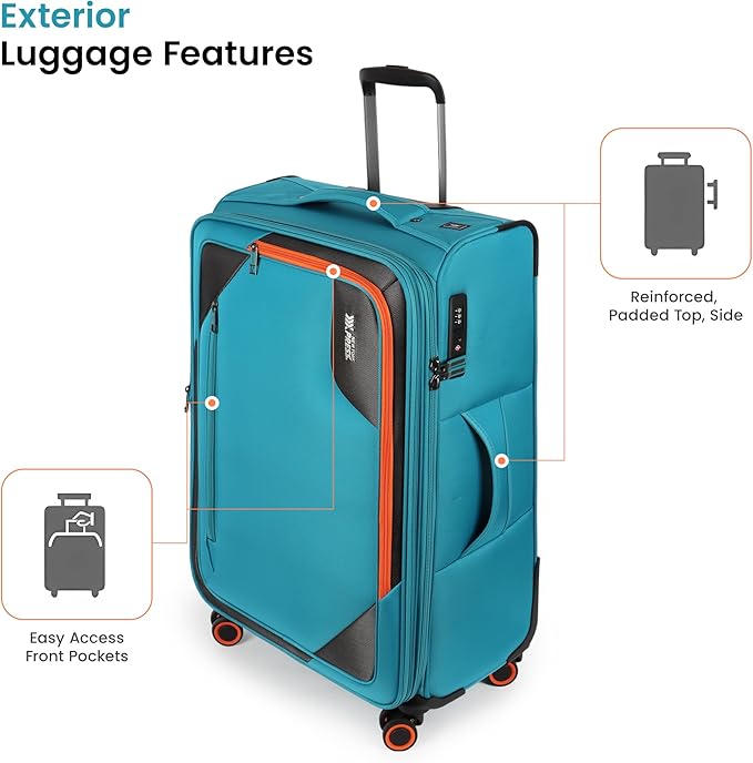 Suitcases with Wheels 32 inch Luggage,Large Softside Suitcase Expandable 20% w/TSA LOCK,Lightweight Travel Suitcase for Men/Women（SkyBlue,32in）