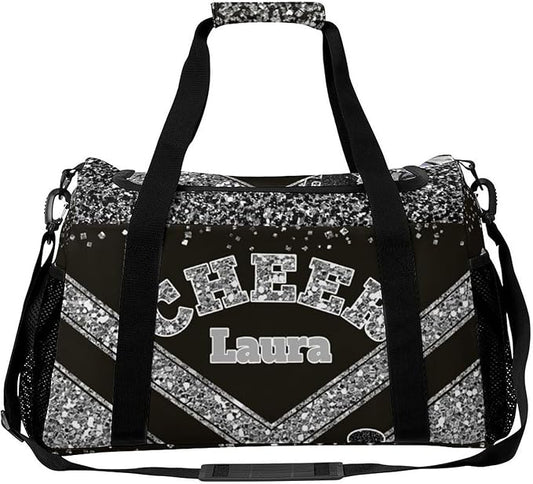 Personalized Cheer Bag Gifts for Girls Sport Cheerleading Gym Travel Duffel Bag Overnight Weekender Bags with Name (Gray)