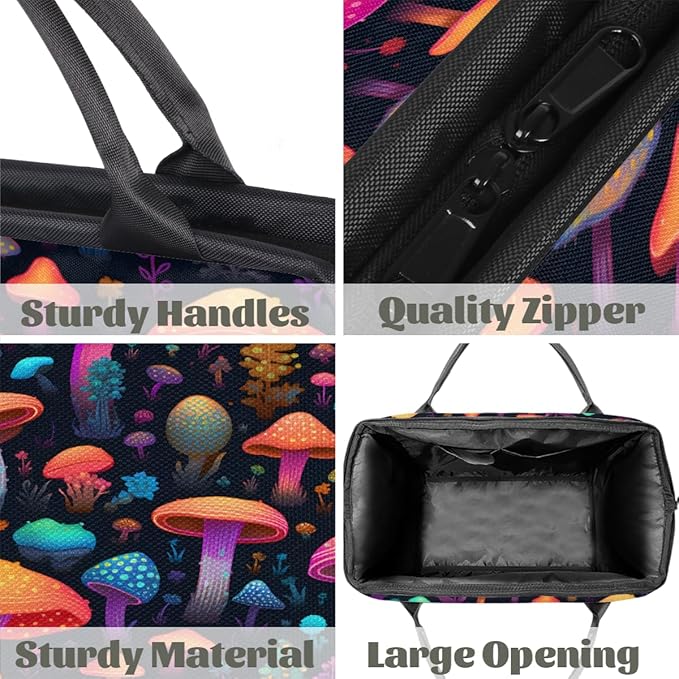 Colorful Mushrooms Overnight Weekender Bag for Women Men Travel Duffel Bags Waterproof Luggage Carry on Sports Yoga Gym Bag