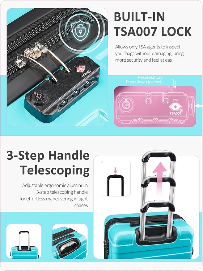 Tolino Carry on Luggage Checke Airline Approved,24 Inch Hardside Suitcase with Wheels TSA Lock, PC+ABS Lightweight Carry on Suitcases for Women and Men