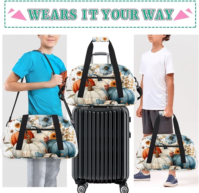 Vegetables Pumpkin Kids-Duffel-Bags Gymnastics Dance Bag Carry-On Overnight Travel Gym Lightweight Dance Sports Bags For Girls Boys Kids，