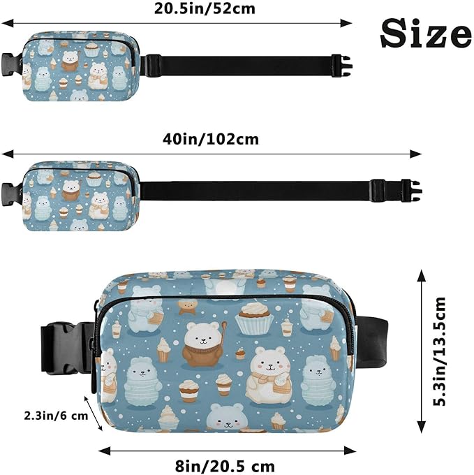 Cute Bear Ice Cream Fanny Pack for Women Men Water Resistant Fashion Waist Packs with Adjustable Strap Belt Bag for Travel Workout Jogging Hiking 21219742