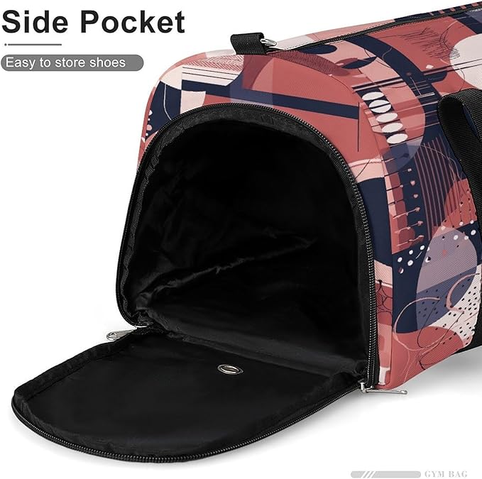 Soft Geometric Style Gym Bag Lightweight ，Travel Duffle Bag with Shoe Compartment，Gym Bag for Women for Overnight, Weekend, Yoga, Gym, Business Trips, Sport And Hospital.