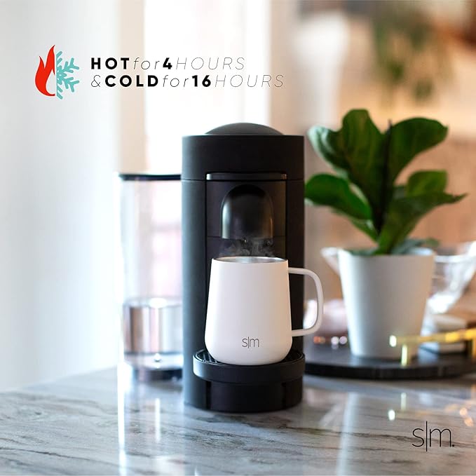 Simple Modern Travel Coffee Mug with Lid and Handle | Reusable Insulated Stainless Steel Coffee Tumbler Tea Cup | Gifts for Women Men Him Her | Voyager Collection | 12oz | Winter White