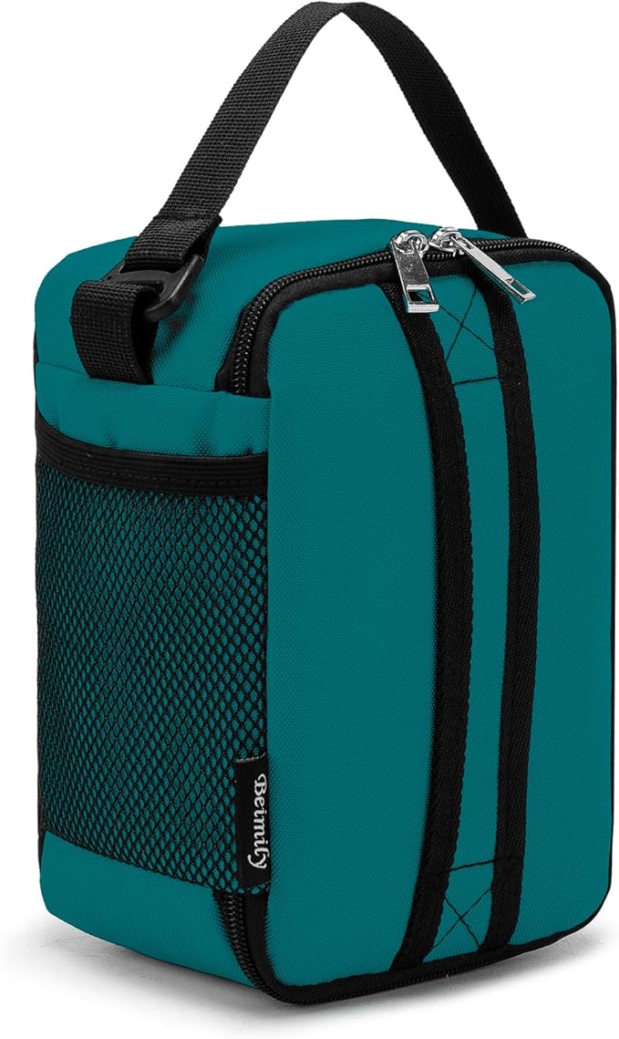 BEIMILY Lunch Box for Men Women Adults,Mini Insulated Lunch Bag for Office Work Picnic,Reusable Portable Lunchbox,Soft Cooler Tote Bag,6 can cooler bag,Mini,Dark Teal