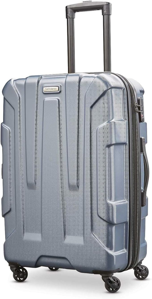Samsonite Centric Hardside Expandable Luggage with Spinner Wheels, Blue Slate, Checked-Medium 24-Inch