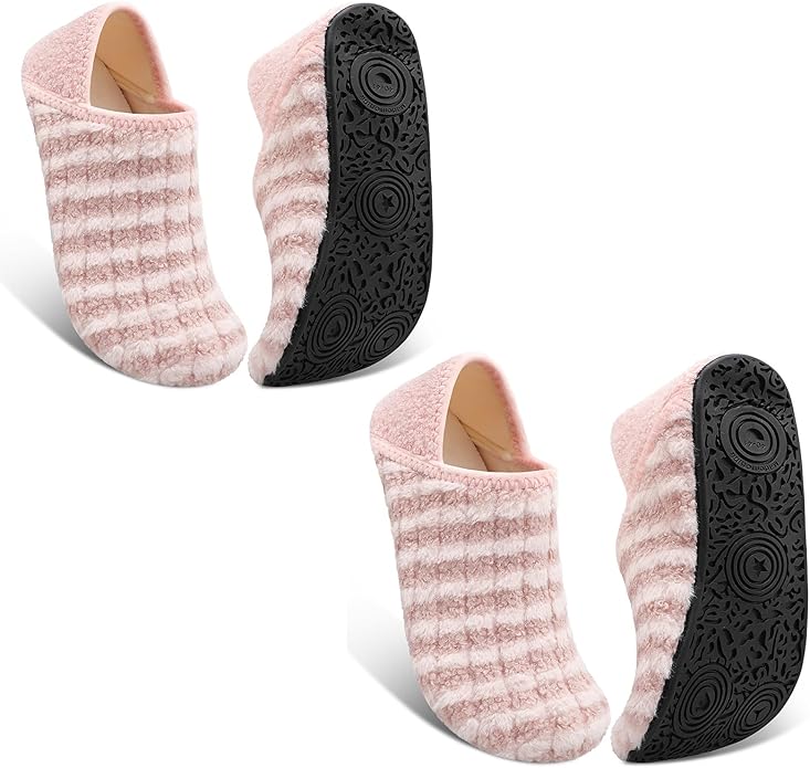 BARERUN Slippers Bulk for Women Men with Rubber Sole Soft-Lightweight House Slipper Socks Wide Barefoot Slippers Around House Shoes Non Slip Indoor/Outdoor