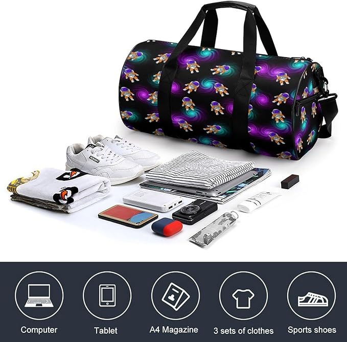 Large Capacity Carry On Weekender Overnight Bag Purple Galaxy Trippy Space Astronauts Beach Swim Bags Men Women Duffle Bag for Travel, Sports